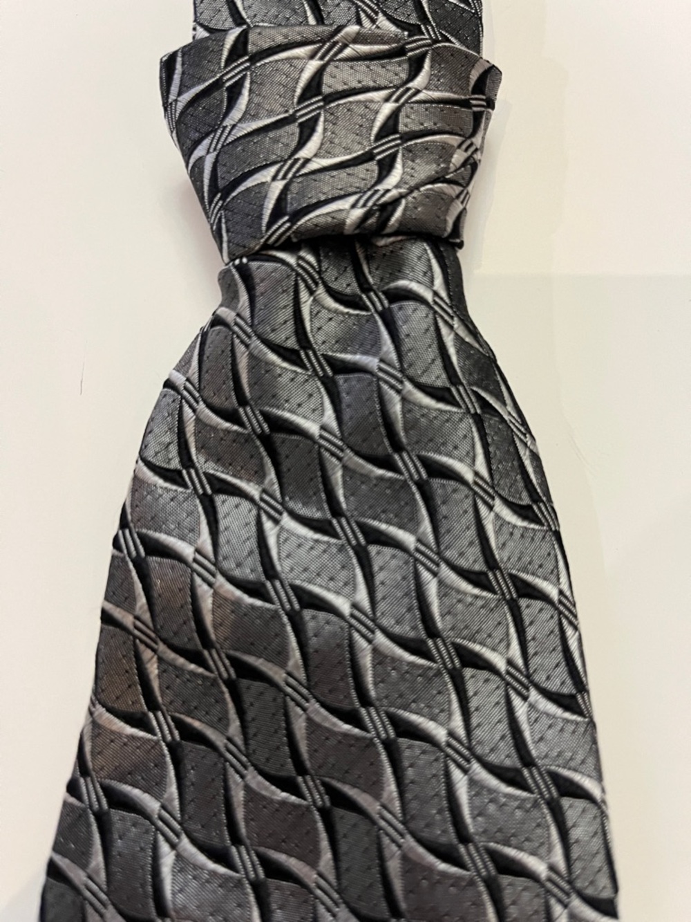 Pavone Italian Silk Black and Silver Men's Tie